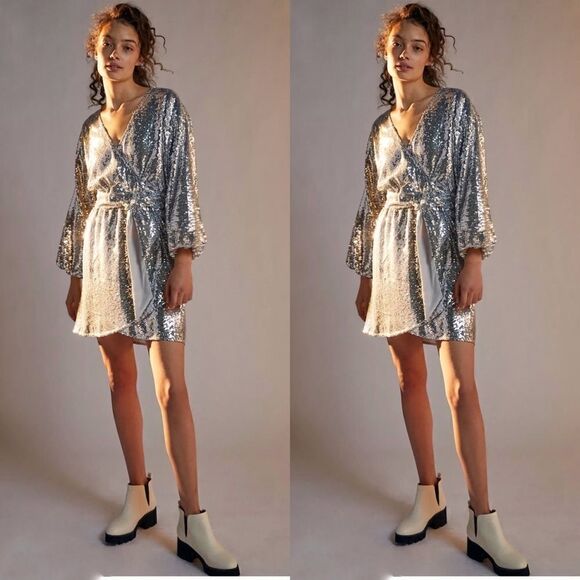 ANTHROPOLOGIE Lisabette Sequined Mini Dress - Picture 1 of 7